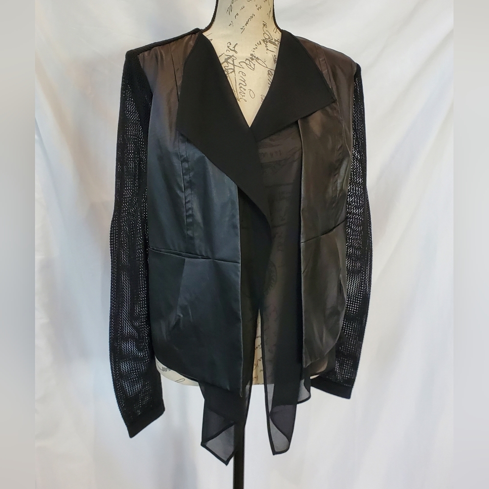 Tribal Black Blazer with Sheer Sleeves